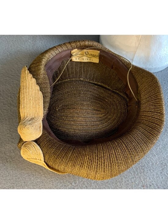 Norman Durand Ladies Brown Metallic Hat Sz 22 Vintage & Elegant main image 11